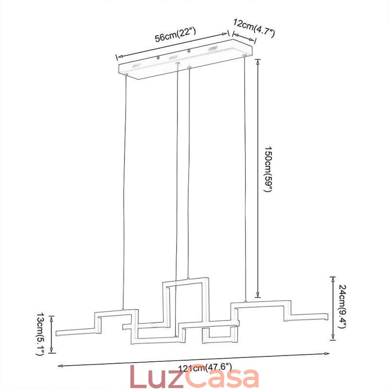 Lustre moderno de acrílico preto com pingente de luz