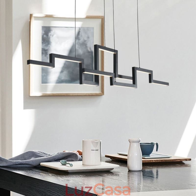 Lustre moderno de acrílico preto com pingente de luz