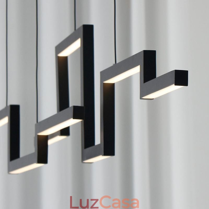 Lustre moderno de acrílico preto com pingente de luz