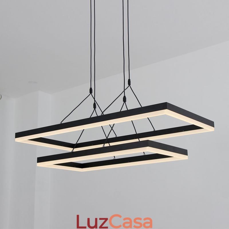 Lustre moderno com pingente de moldura em acrílico preto