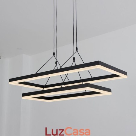 Lustre moderno com pingente de moldura em acrílico preto Lustre moderno com pingente de moldura em acrílico preto