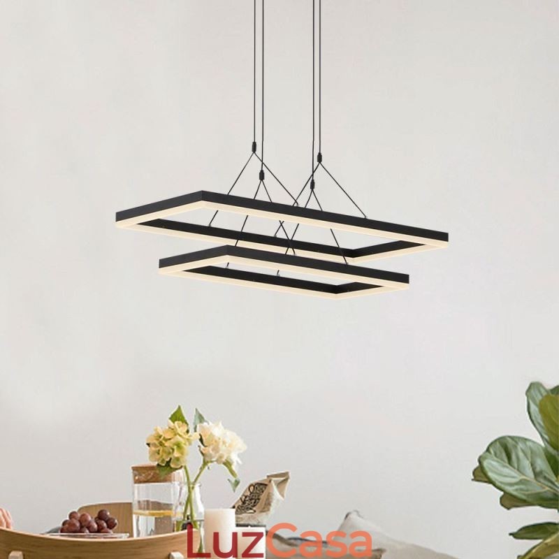 Lustre moderno com pingente de moldura em acrílico preto