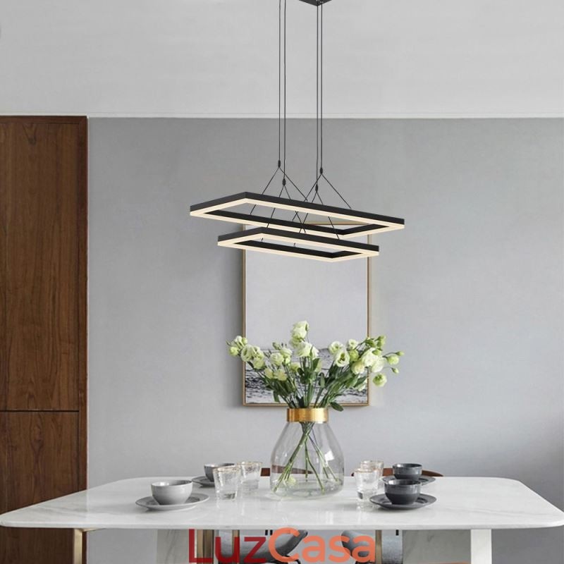 Lustre moderno com pingente de moldura em acrílico preto