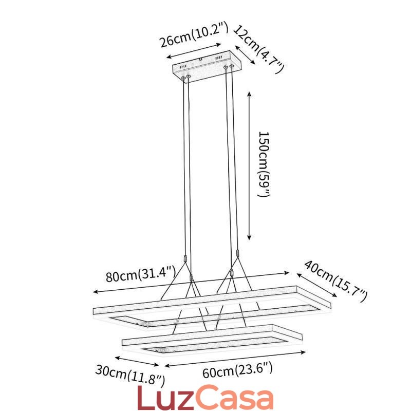 Lustre moderno com pingente de moldura em acrílico preto