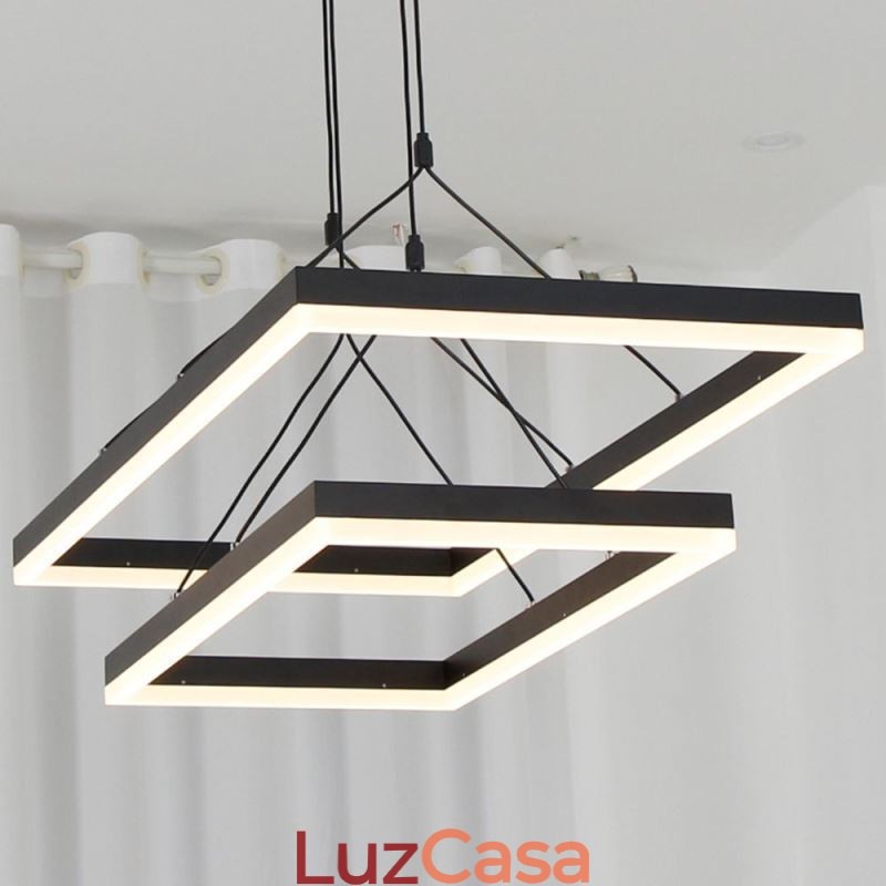 Lustre moderno com pingente de moldura em acrílico preto
