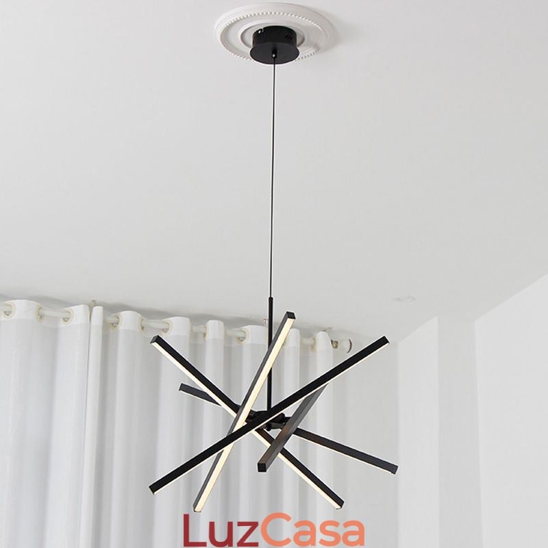 Luminária pendente moderna com faixa preta regulável
