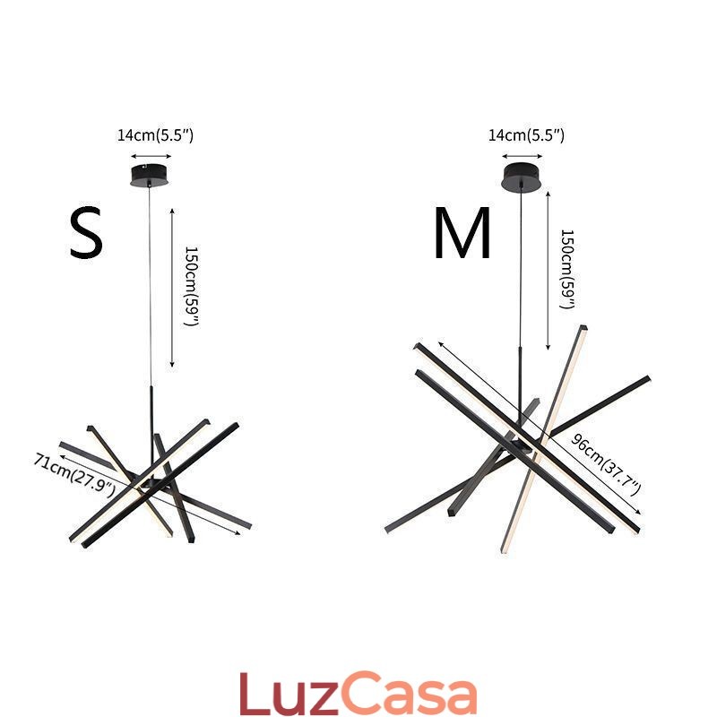 Luminária pendente moderna com faixa preta regulável