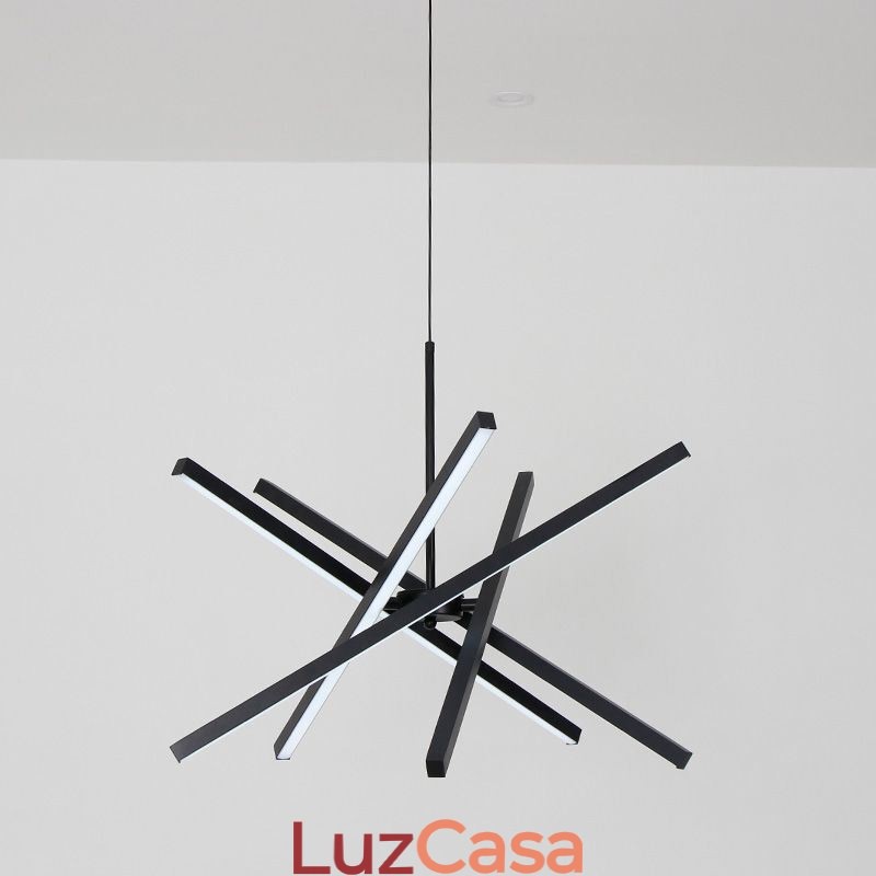 Luminária pendente moderna com faixa preta regulável
