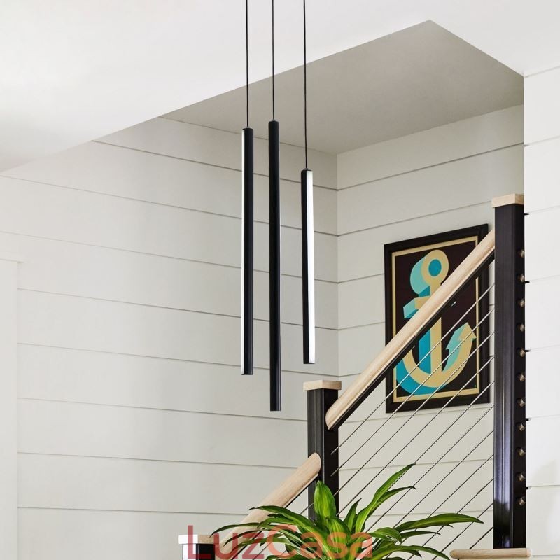 Lustre moderno com pingente de tira longa e luz duplex edifício