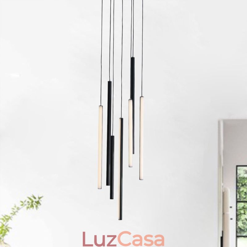 Lustre moderno com pingente de tira longa e luz duplex edifício