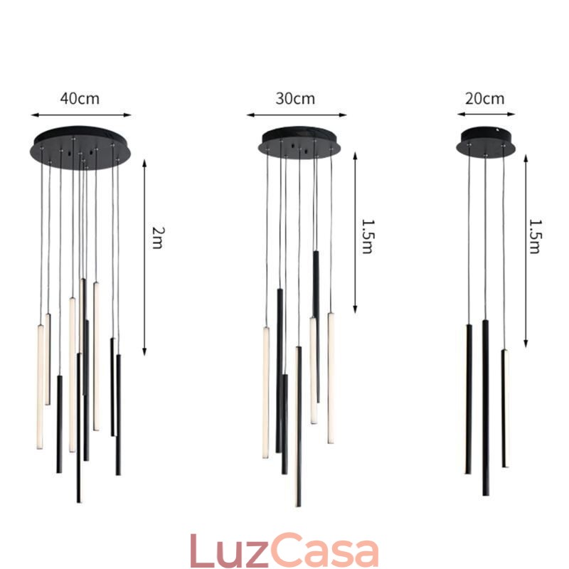 Lustre moderno com pingente de tira longa e luz duplex edifício