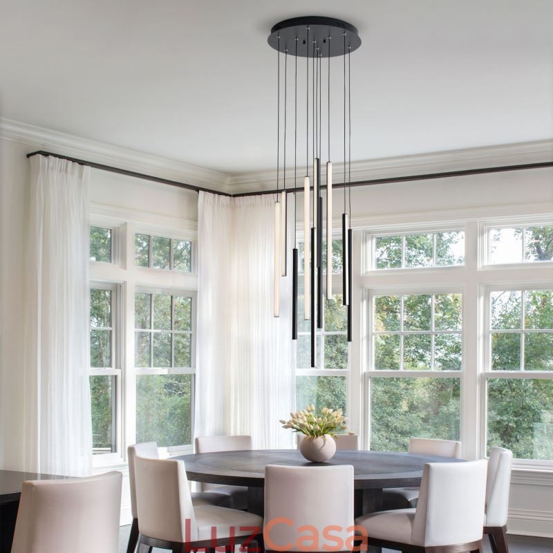 Lustre moderno com pingente de tira longa e luz duplex edifício