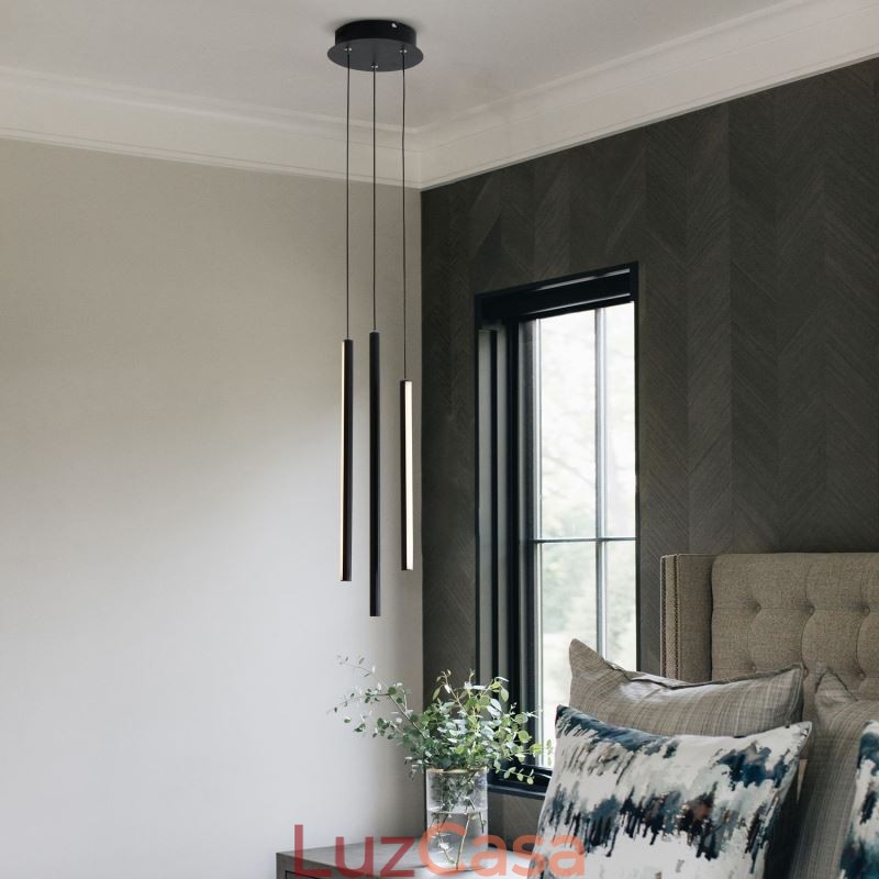 Lustre moderno com pingente de tira longa e luz duplex edifício