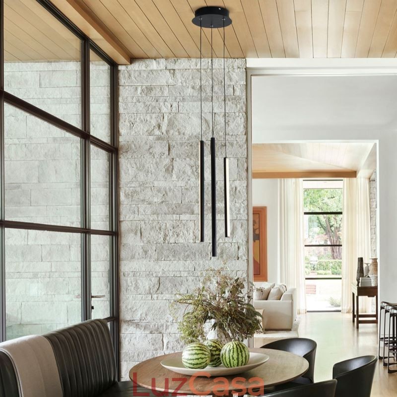 Lustre moderno com pingente de tira longa e luz duplex edifício