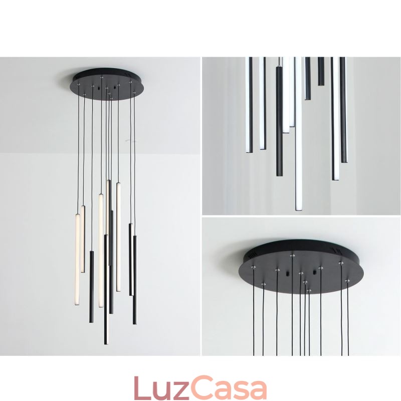 Lustre moderno com pingente de tira longa e luz duplex edifício