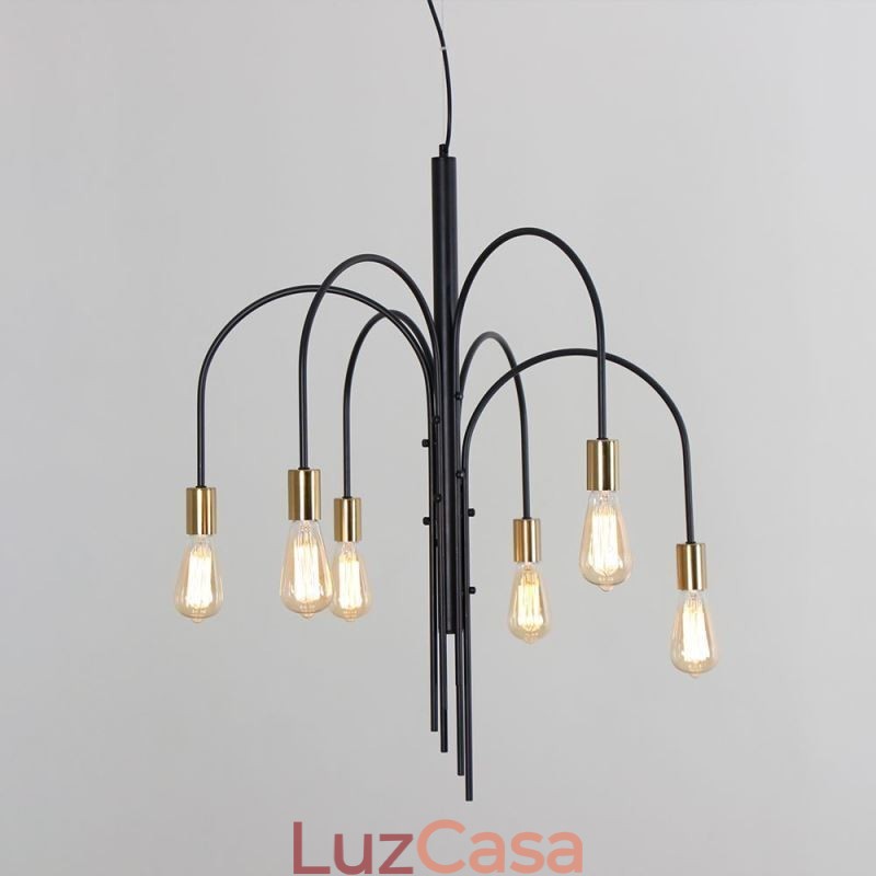 Lustre de ferro moderno, luminária pendente de ferro simples