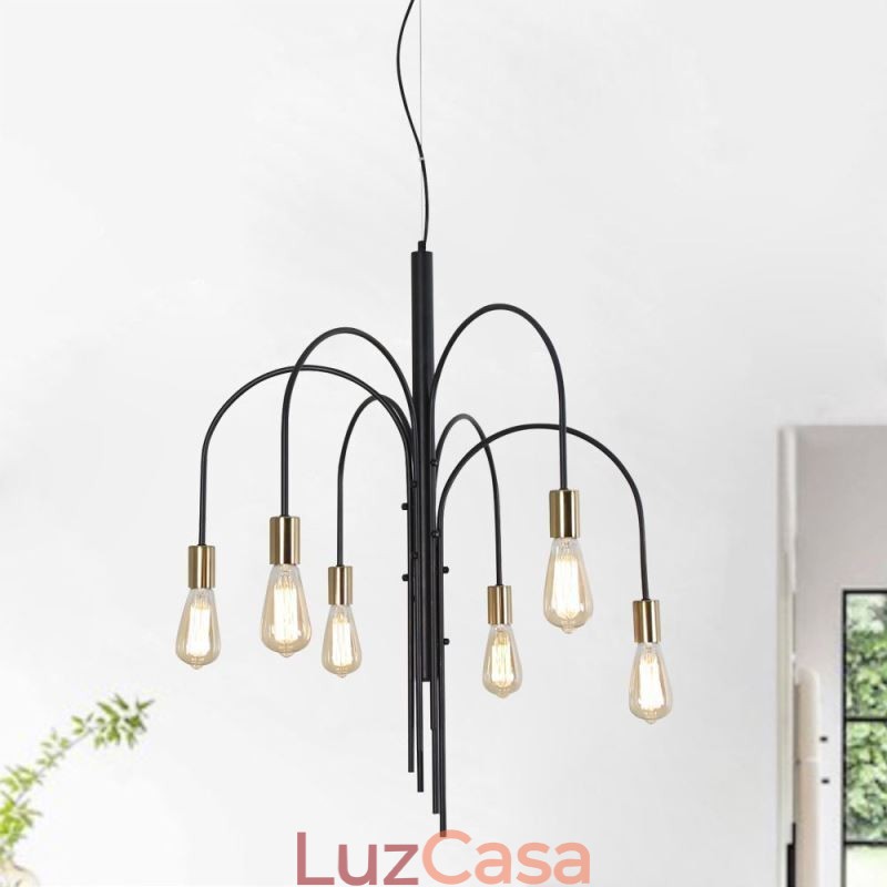 Lustre de ferro moderno, luminária pendente de ferro simples