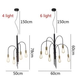 Lustre de ferro moderno, luminária pendente de ferro simples