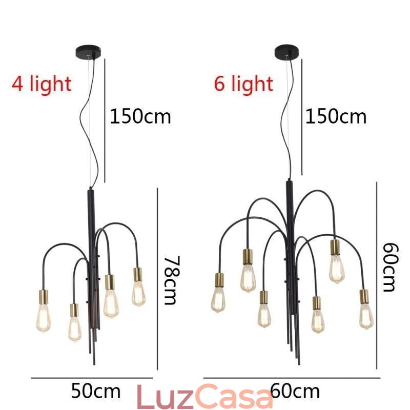 Lustre de ferro moderno, luminária pendente de ferro simples