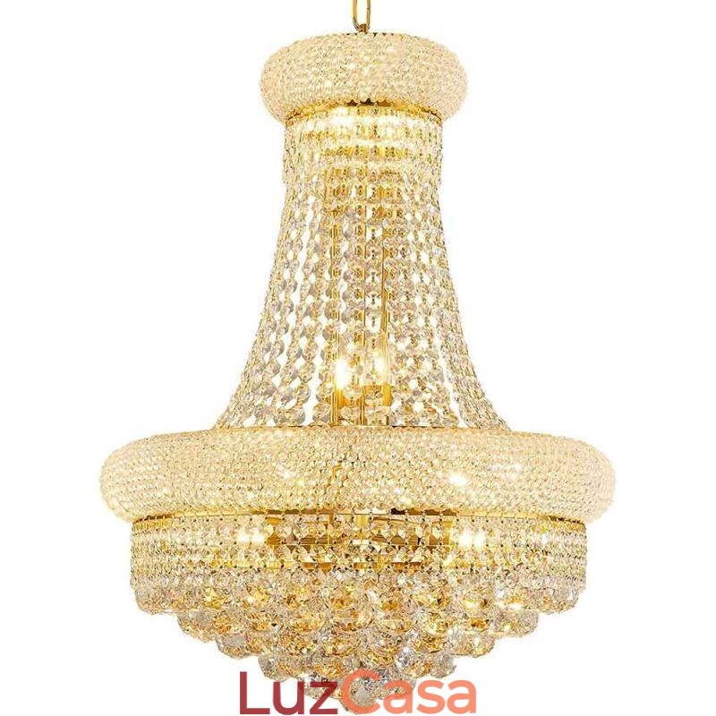 Lustre em forma de coroa, luxuoso pingente de cristal