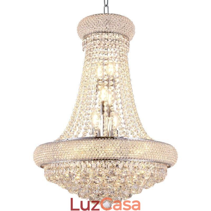 Lustre em forma de coroa, luxuoso pingente de cristal