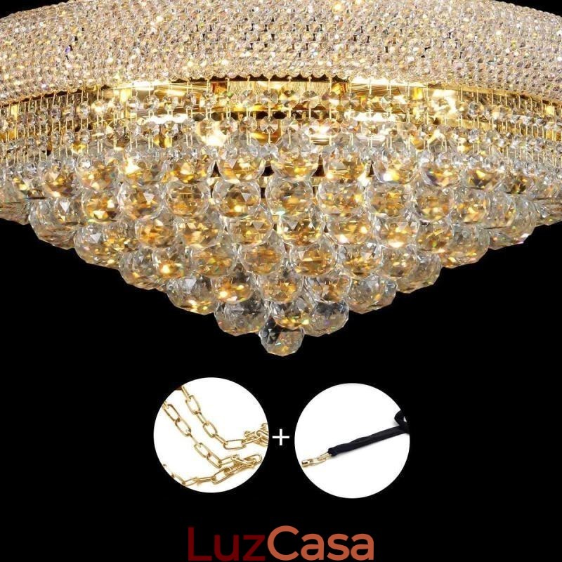Lustre em forma de coroa, luxuoso pingente de cristal