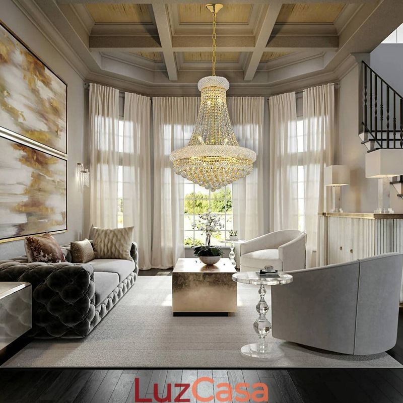 Lustre em forma de coroa, luxuoso pingente de cristal