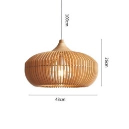 Lustre pendente com moldura de madeira em formato de abóbora