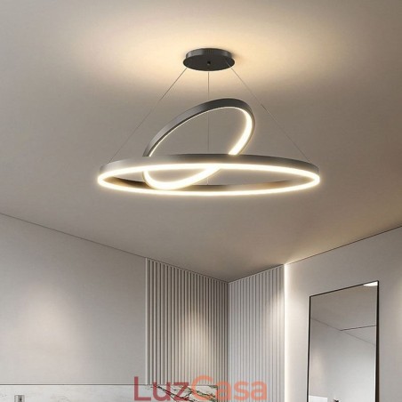 Luminária pendente moderna em forma de círculo com anéis em acrílico Luminária pendente moderna em forma de círculo com anéis em acrílico