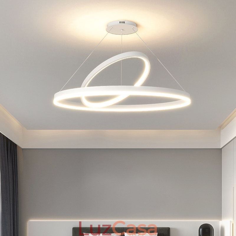 Luminária pendente moderna em forma de círculo com anéis em acrílico