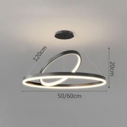 Luminária pendente moderna em forma de círculo com anéis em acrílico