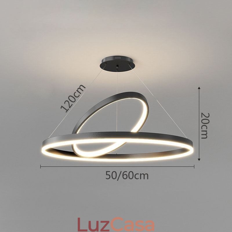Luminária pendente moderna em forma de círculo com anéis em acrílico