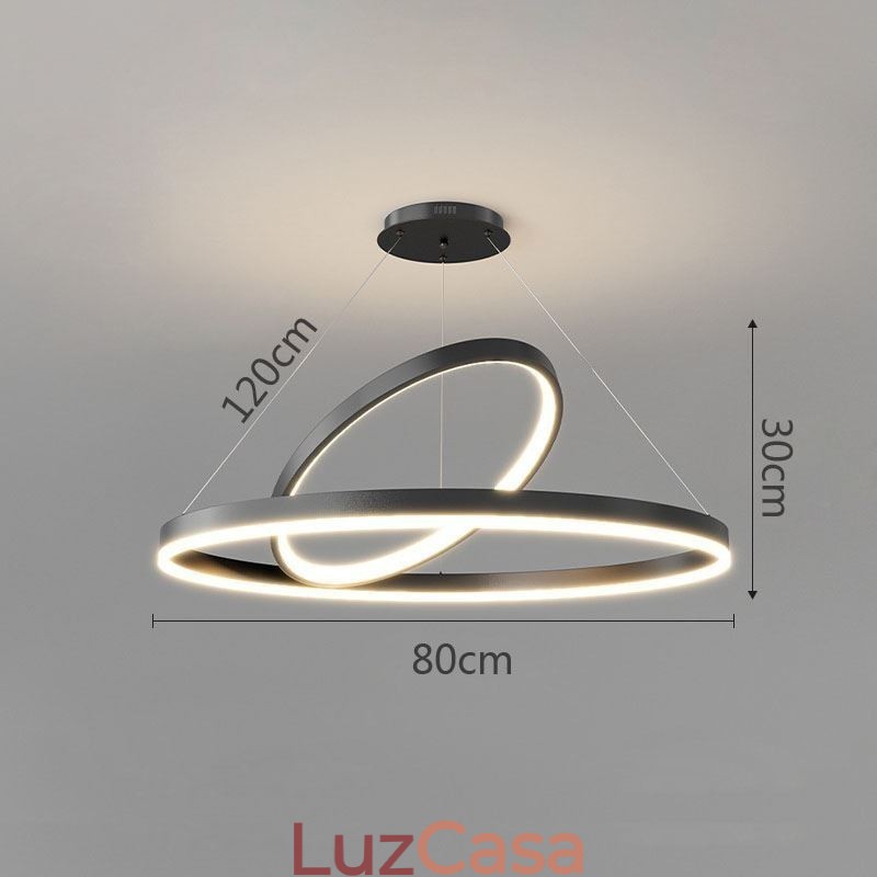 Luminária pendente moderna em forma de círculo com anéis em acrílico