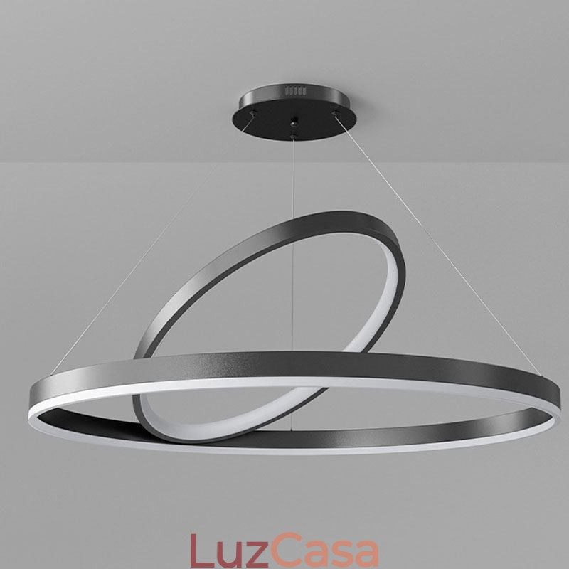 Luminária pendente moderna em forma de círculo com anéis em acrílico