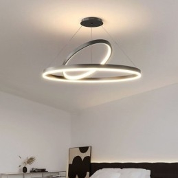 Luminária pendente moderna em forma de círculo com anéis em acrílico