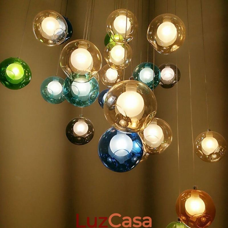 Lustre moderno de cristal com pingente de bola de cristal colorido (estilo colorido, entre em contato conosco)