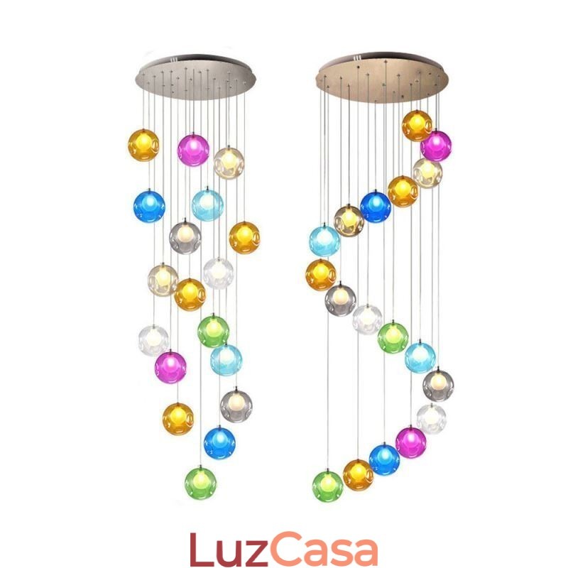 Lustre moderno de cristal com pingente de bola de cristal colorido (estilo colorido, entre em contato conosco)