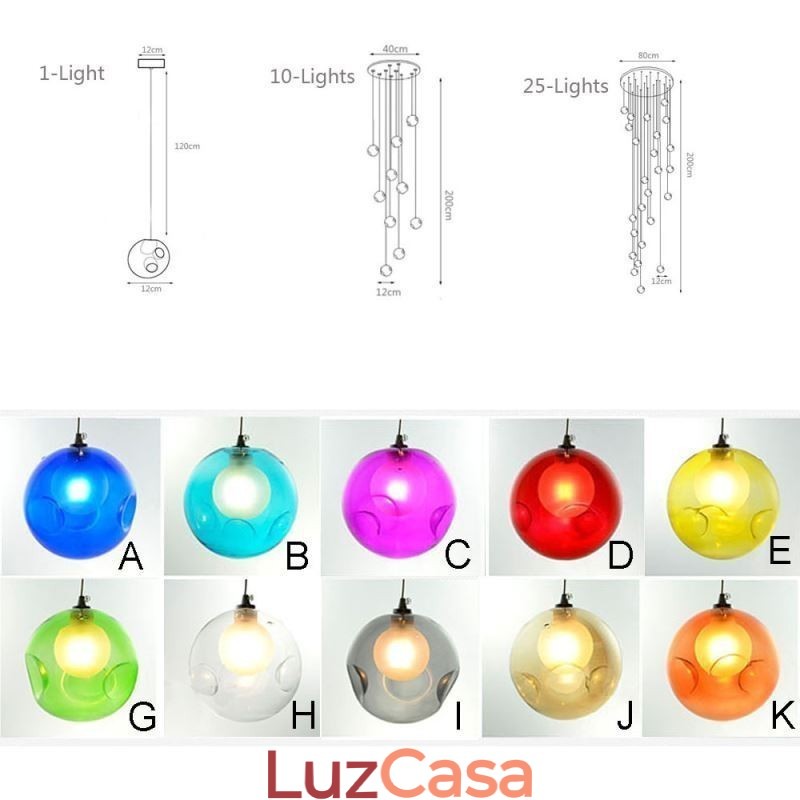 Lustre moderno de cristal com pingente de bola de cristal colorido (estilo colorido, entre em contato conosco)