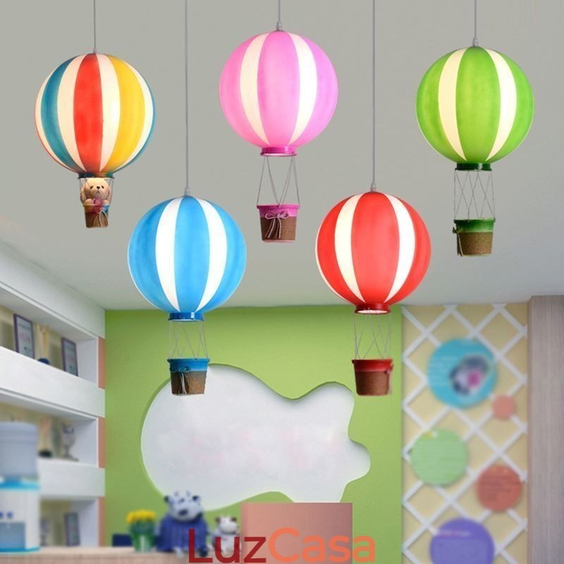 Luminária pendente colorida de balão de ar quente em acrílico para decoração