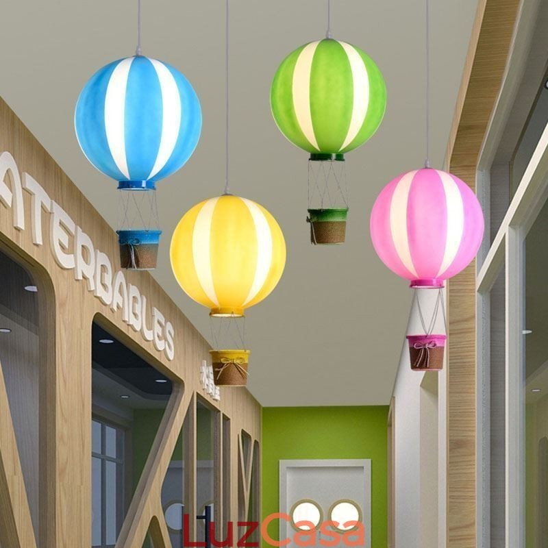 Luminária pendente colorida de balão de ar quente em acrílico para decoração