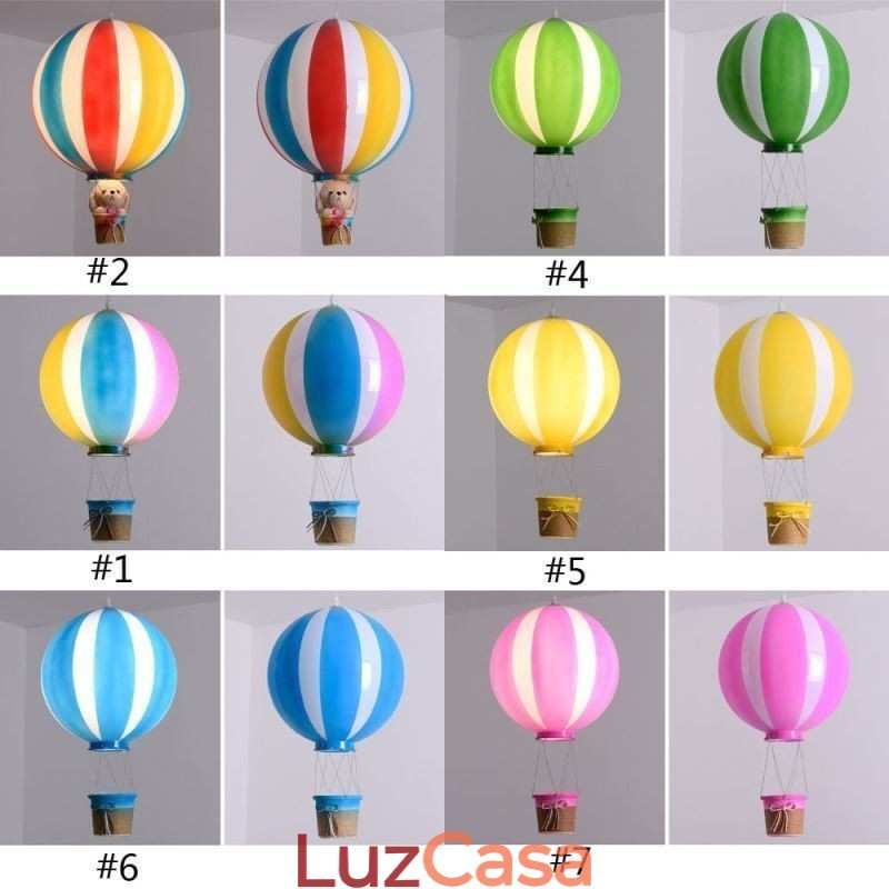 Luminária pendente colorida de balão de ar quente em acrílico para decoração