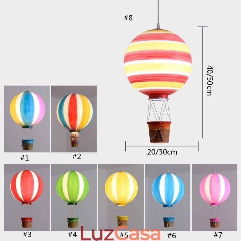 Luminária pendente colorida de balão de ar quente em acrílico para decoração