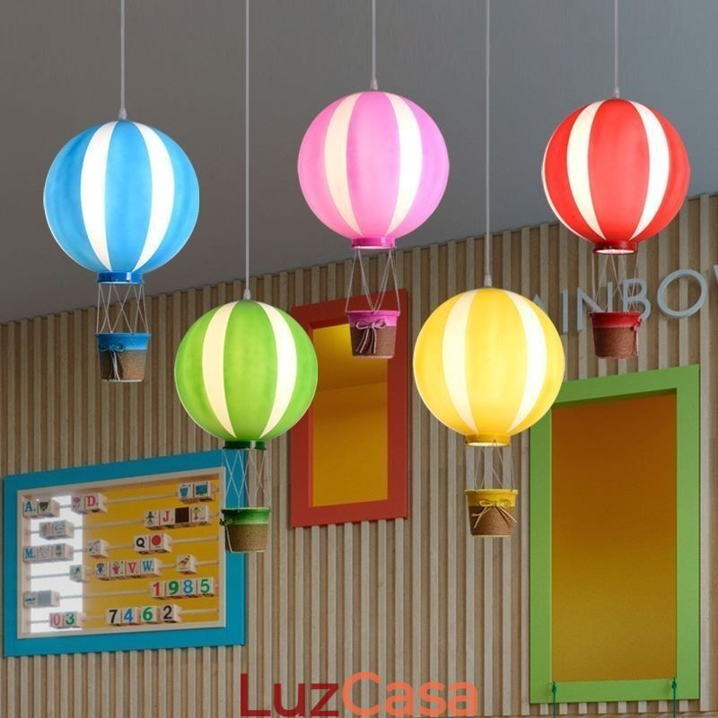 Luminária pendente colorida de balão de ar quente em acrílico para decoração