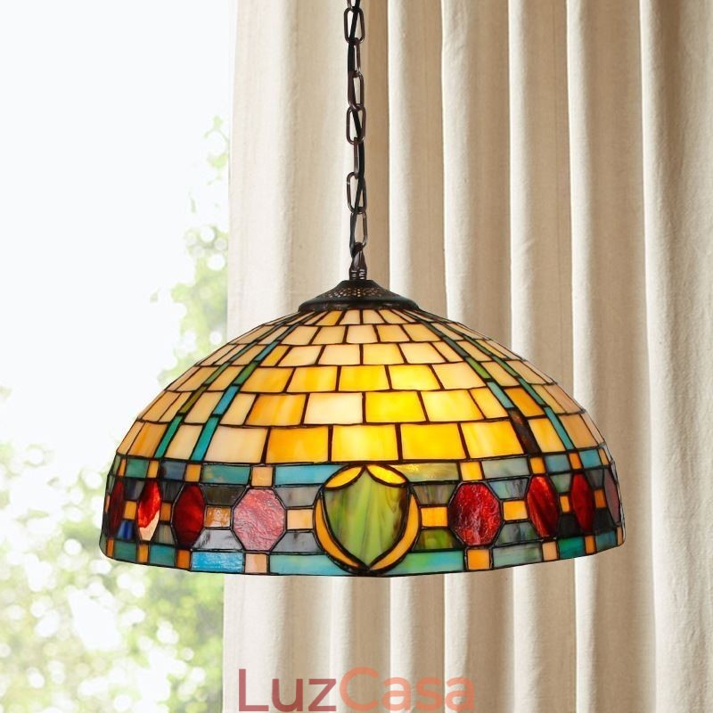 Luminária pendente de vidro colorido, luminária suspensa vintage