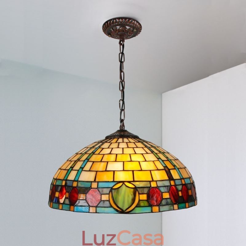 Luminária pendente de vidro colorido, luminária suspensa vintage