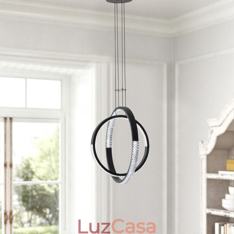 Lustre moderno 2 anéis pingente iluminação jantar