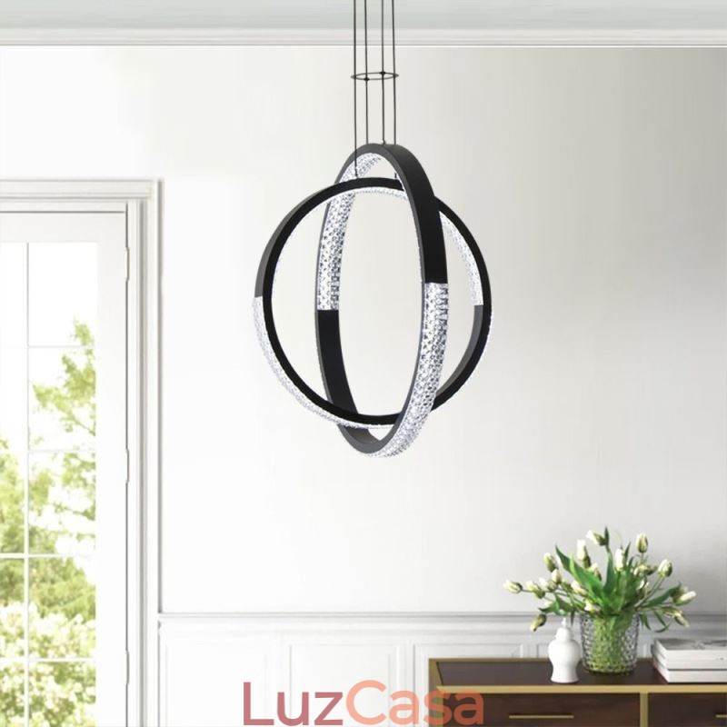 Lustre moderno 2 anéis pingente iluminação jantar