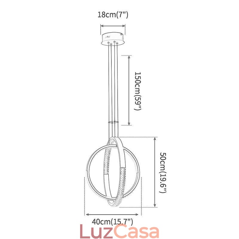 Lustre moderno 2 anéis pingente iluminação jantar