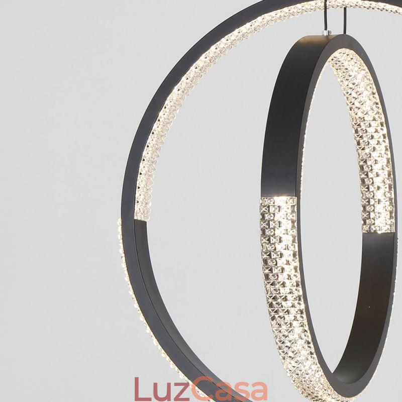 Lustre moderno 2 anéis pingente iluminação jantar
