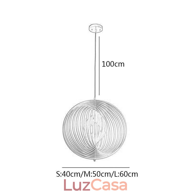 Lustre moderno de bola redonda luminária pendente de tília